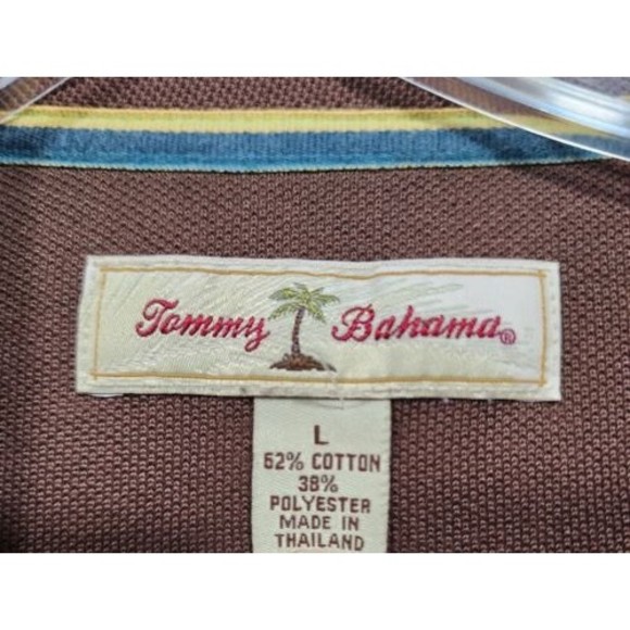 Tommy Bahama Polo Shirt Mens Large Brown Solid Short Sleeve - Picture 2 of 15